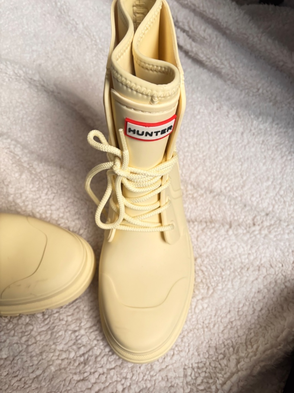 Hunter Diana Lace-Up Waterproof Rain Boots Yellow Women’s Size 10 - Picture 4 of 6